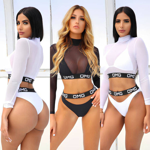 Women's long sleeve split swimsuit